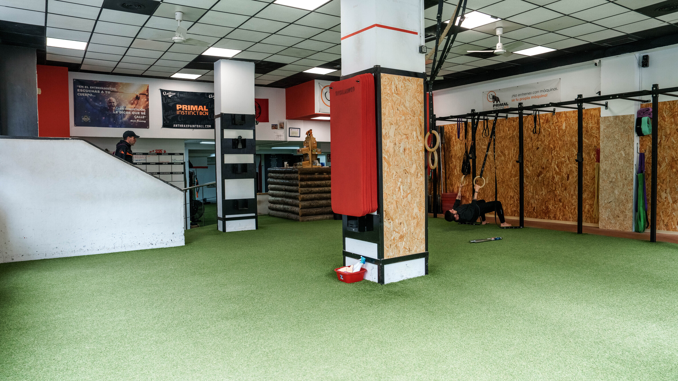 Zona de anillas y TRX en la sala